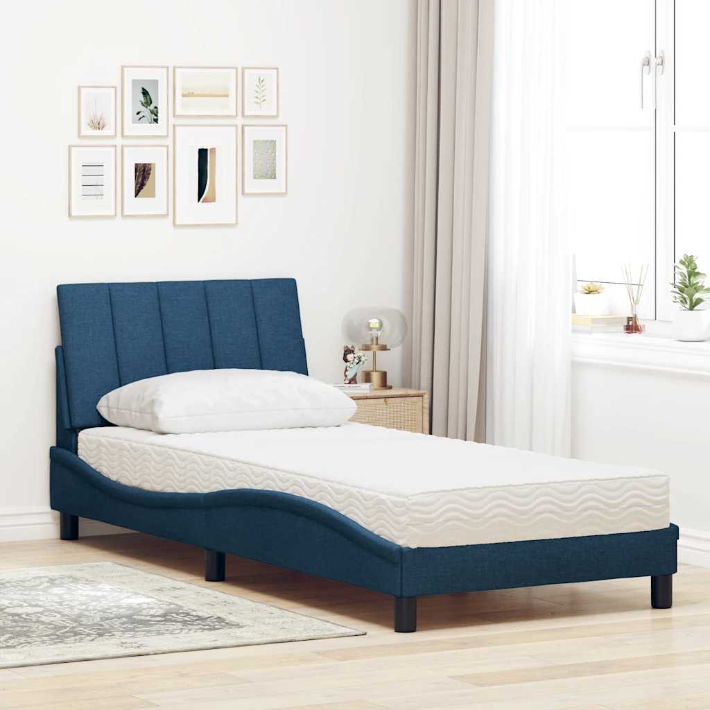Bed met matras "Hanko" stof blauw 80x200 cm is nu te koop bij PeponiXL, paradijselijk wonen!