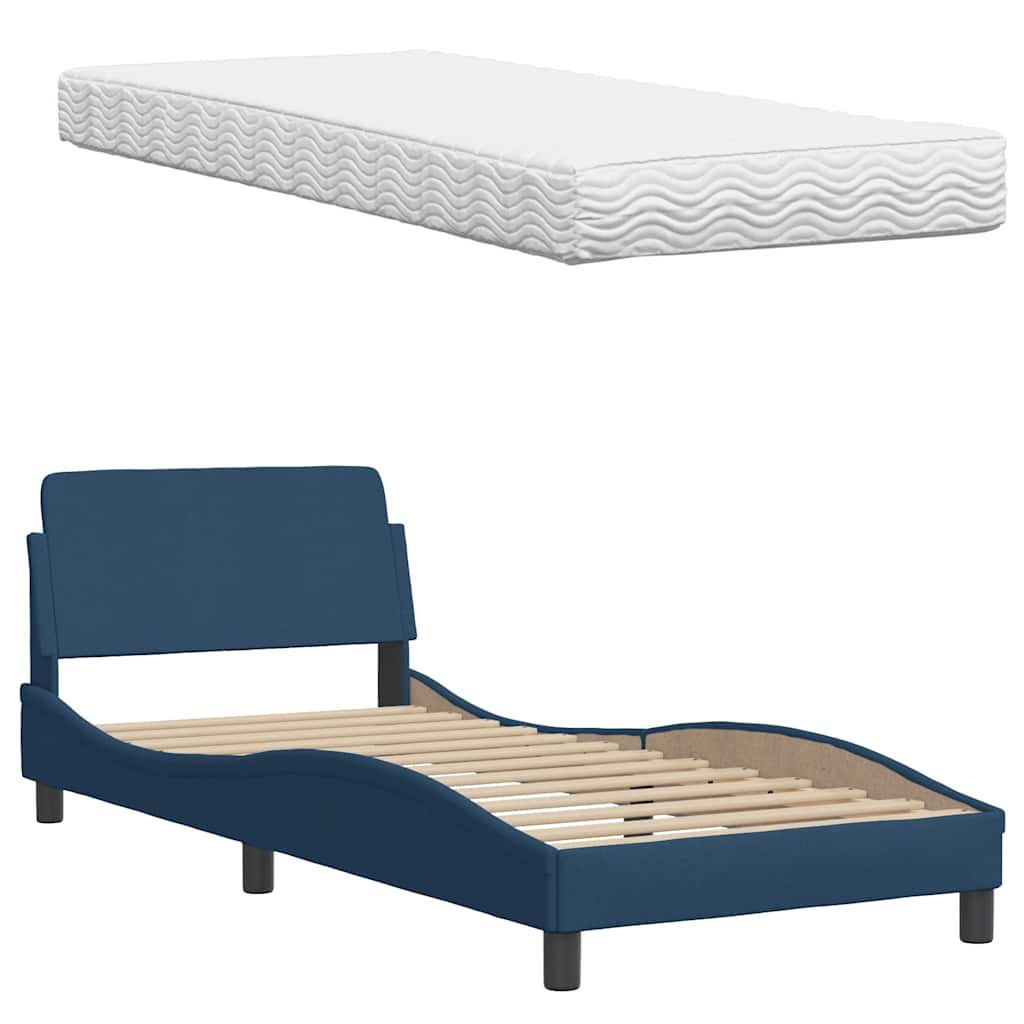Bed met matras "Hanko" stof blauw 80x200 cm is nu te koop bij PeponiXL, paradijselijk wonen!