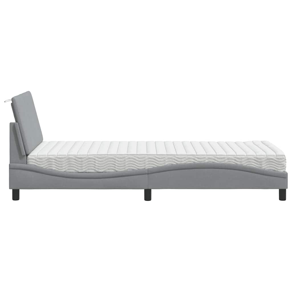 Bed met matras "Hanko" stof lichtgrijs 90x190 cm is nu te koop bij PeponiXL, paradijselijk wonen!