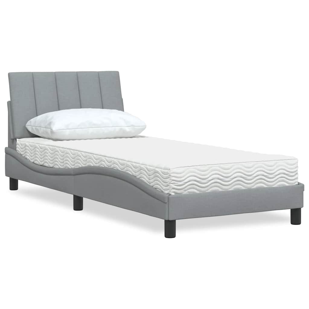 Bed met matras "Hanko" stof lichtgrijs 90x190 cm is nu te koop bij PeponiXL, paradijselijk wonen!