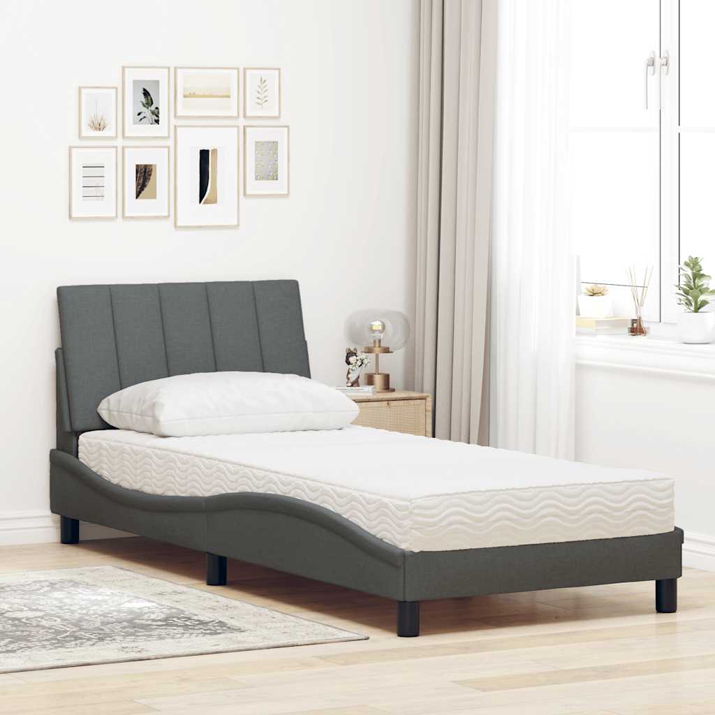 Bed met matras "Hanko" stof donkergrijs 90x190 cm is nu te koop bij PeponiXL, paradijselijk wonen!