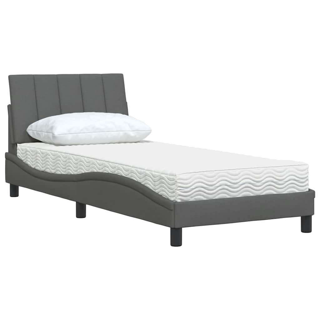 Bed met matras "Hanko" stof donkergrijs 90x190 cm is nu te koop bij PeponiXL, paradijselijk wonen!