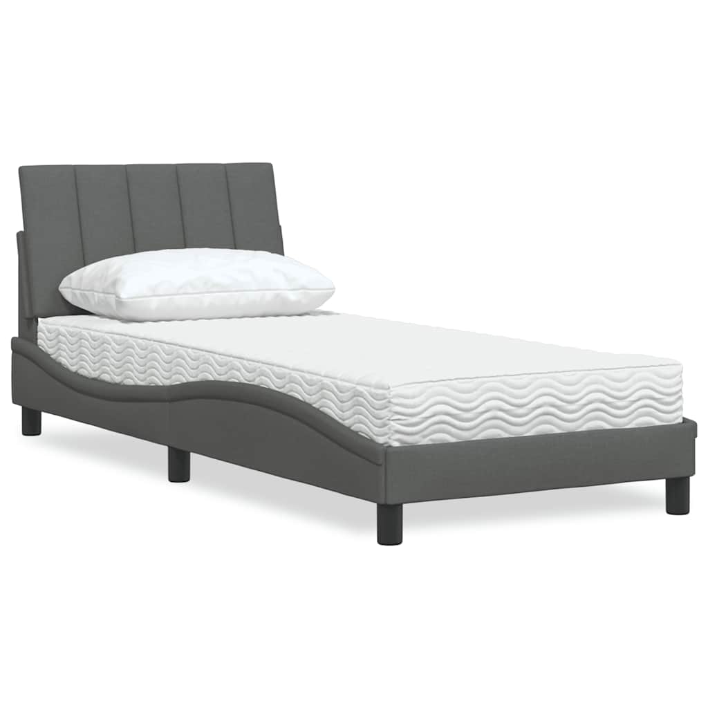Bed met matras "Hanko" stof donkergrijs 90x190 cm is nu te koop bij PeponiXL, paradijselijk wonen!