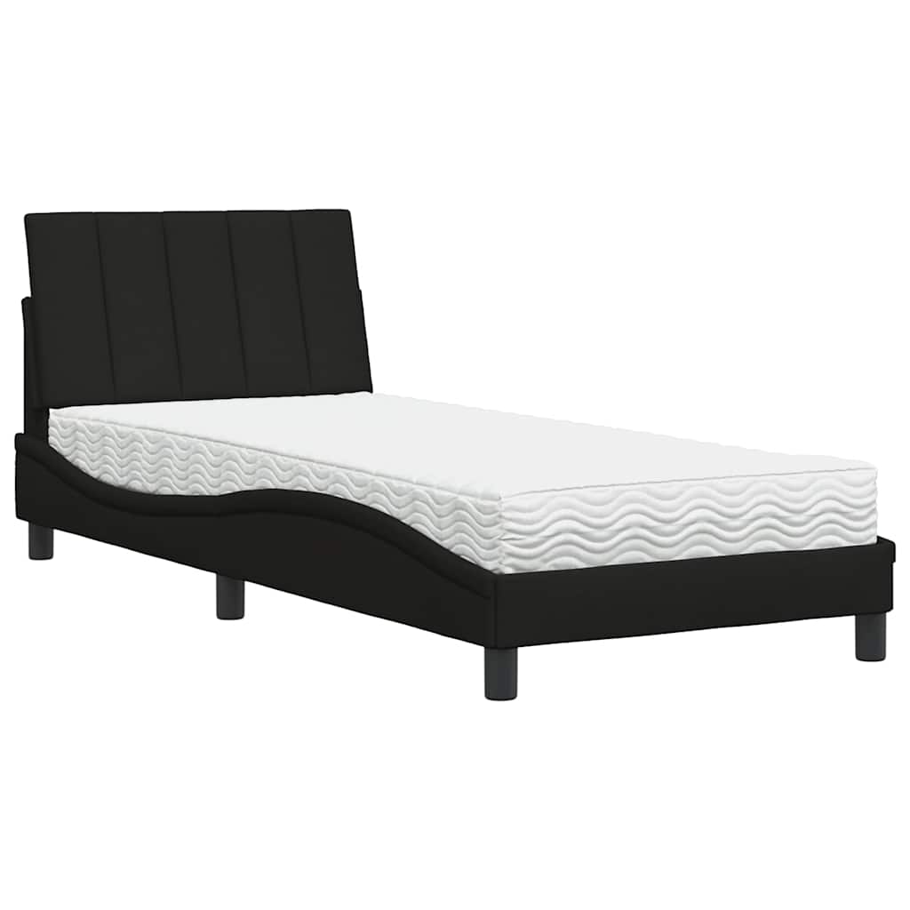 Bed met matras "Hanko" stof zwart 90x190 cm is nu te koop bij PeponiXL, paradijselijk wonen!