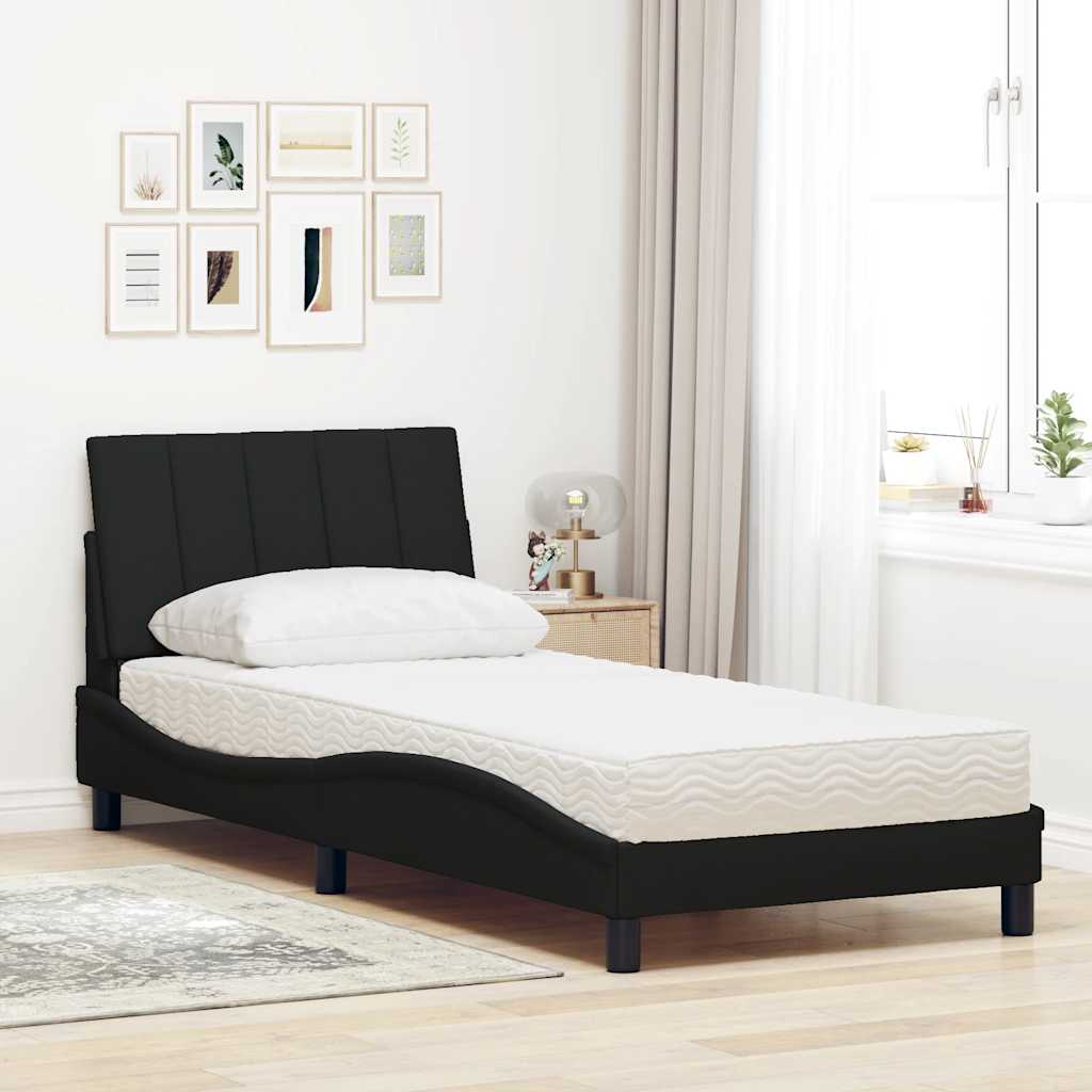 Bed met matras "Hanko" stof zwart 90x190 cm is nu te koop bij PeponiXL, paradijselijk wonen!