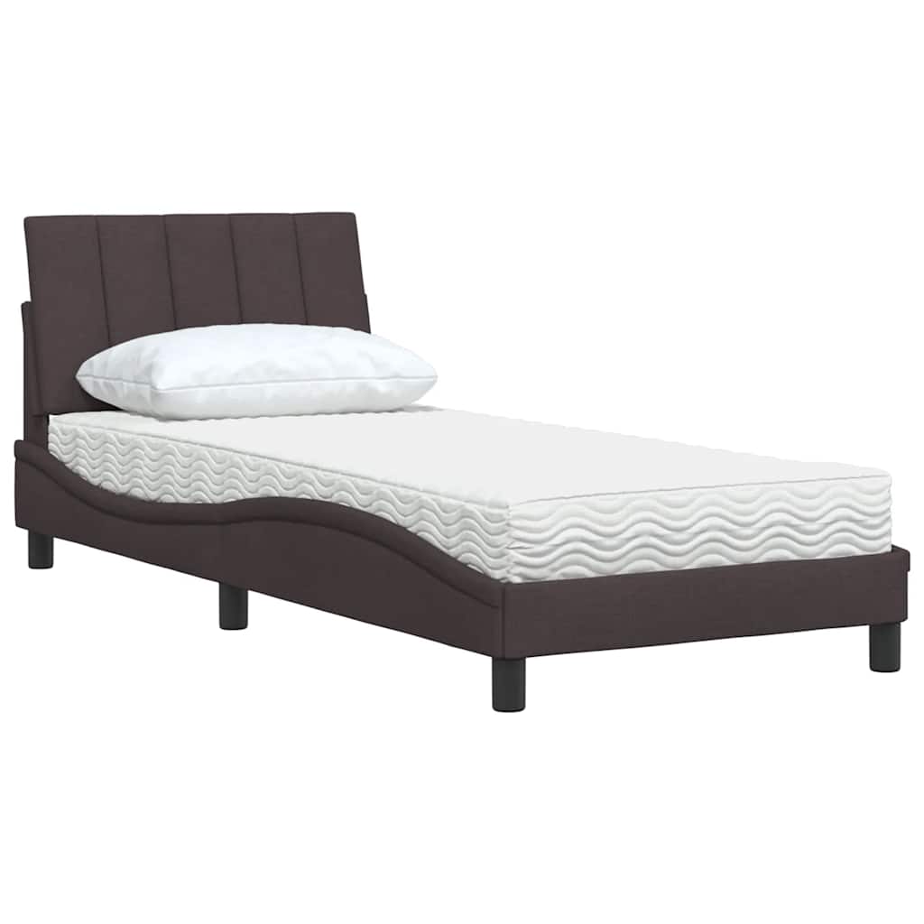 Bed met matras "Hanko" stof donkerbruin 90x190 cm is nu te koop bij PeponiXL, paradijselijk wonen!