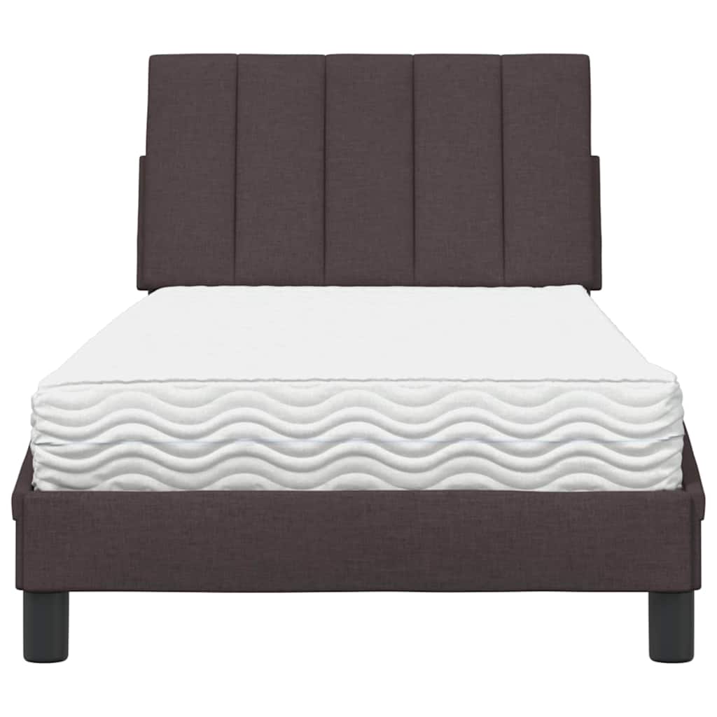 Bed met matras "Hanko" stof donkerbruin 90x190 cm is nu te koop bij PeponiXL, paradijselijk wonen!