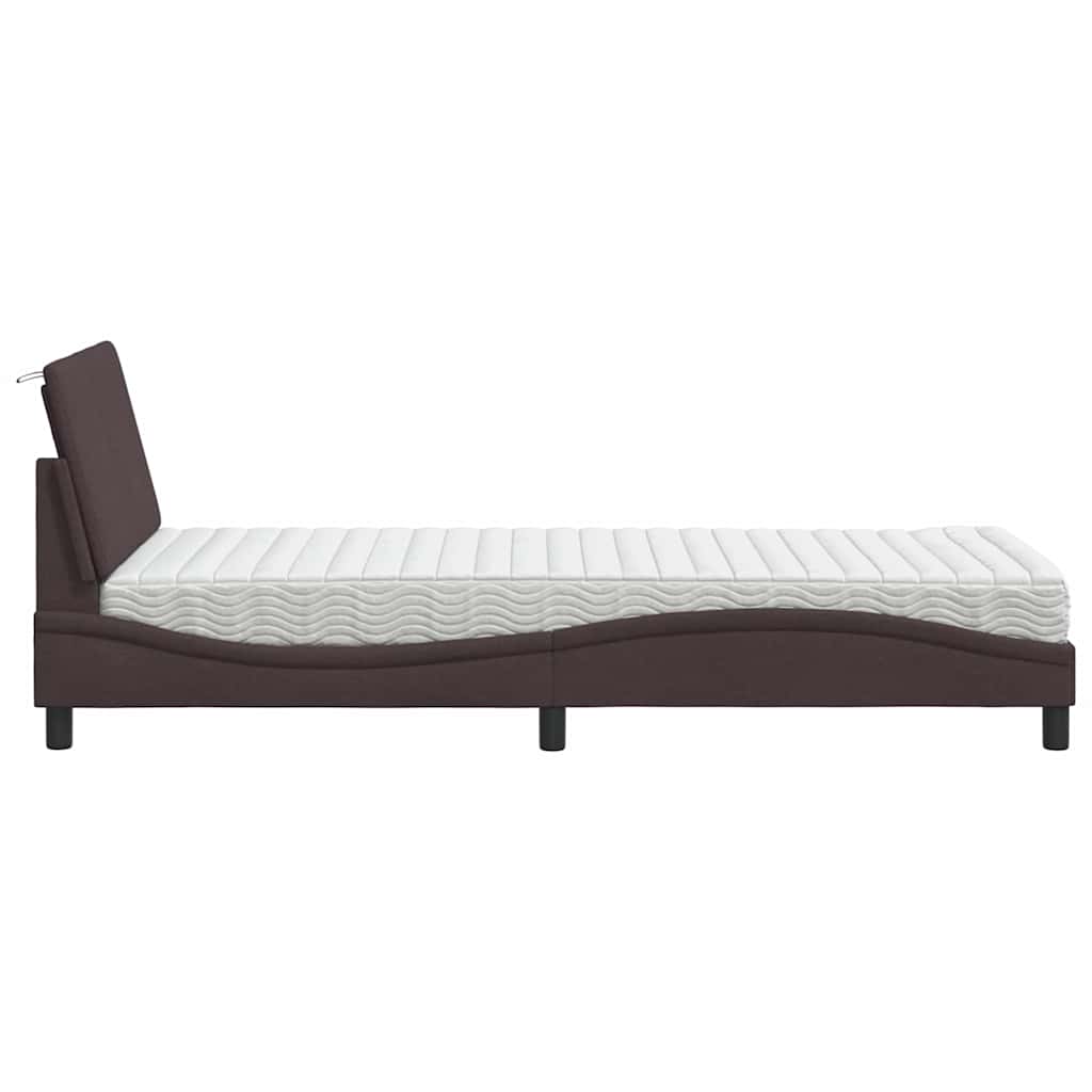 Bed met matras "Hanko" stof donkerbruin 90x190 cm is nu te koop bij PeponiXL, paradijselijk wonen!
