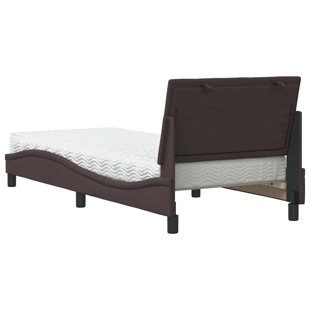 Bed met matras "Hanko" stof donkerbruin 90x190 cm is nu te koop bij PeponiXL, paradijselijk wonen!