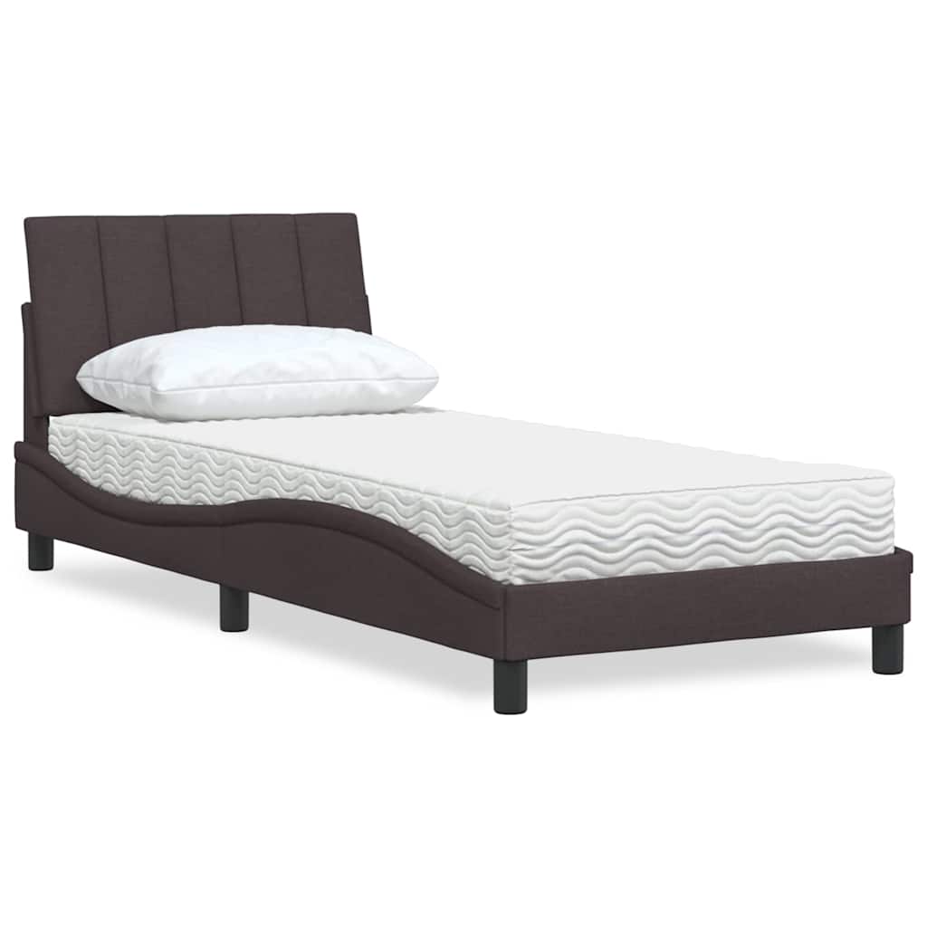 Bed met matras "Hanko" stof donkerbruin 90x190 cm is nu te koop bij PeponiXL, paradijselijk wonen!