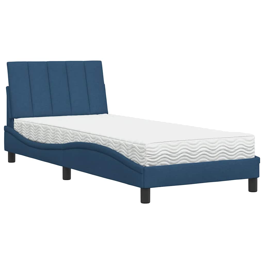 Bed met matras "Hanko" stof blauw 90x190 cm is nu te koop bij PeponiXL, paradijselijk wonen!
