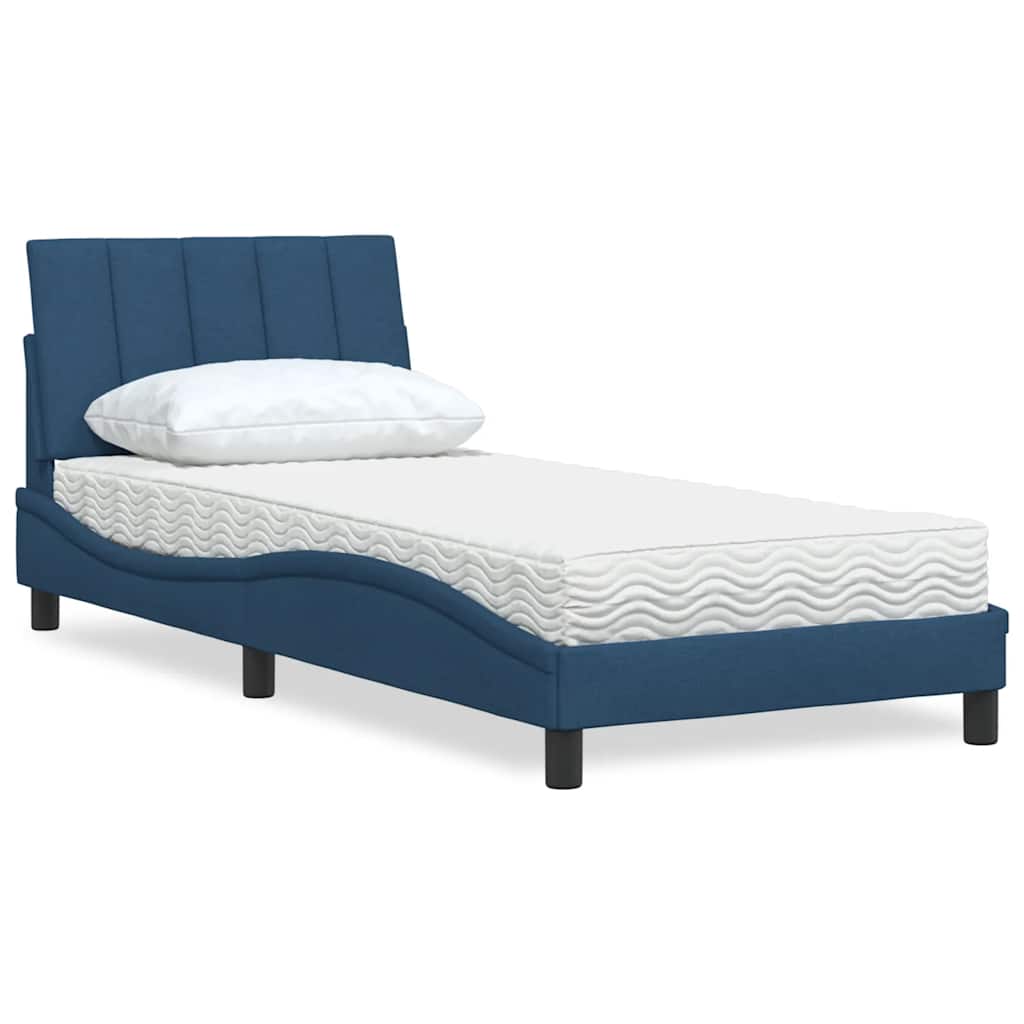 Bed met matras "Hanko" stof blauw 90x190 cm is nu te koop bij PeponiXL, paradijselijk wonen!