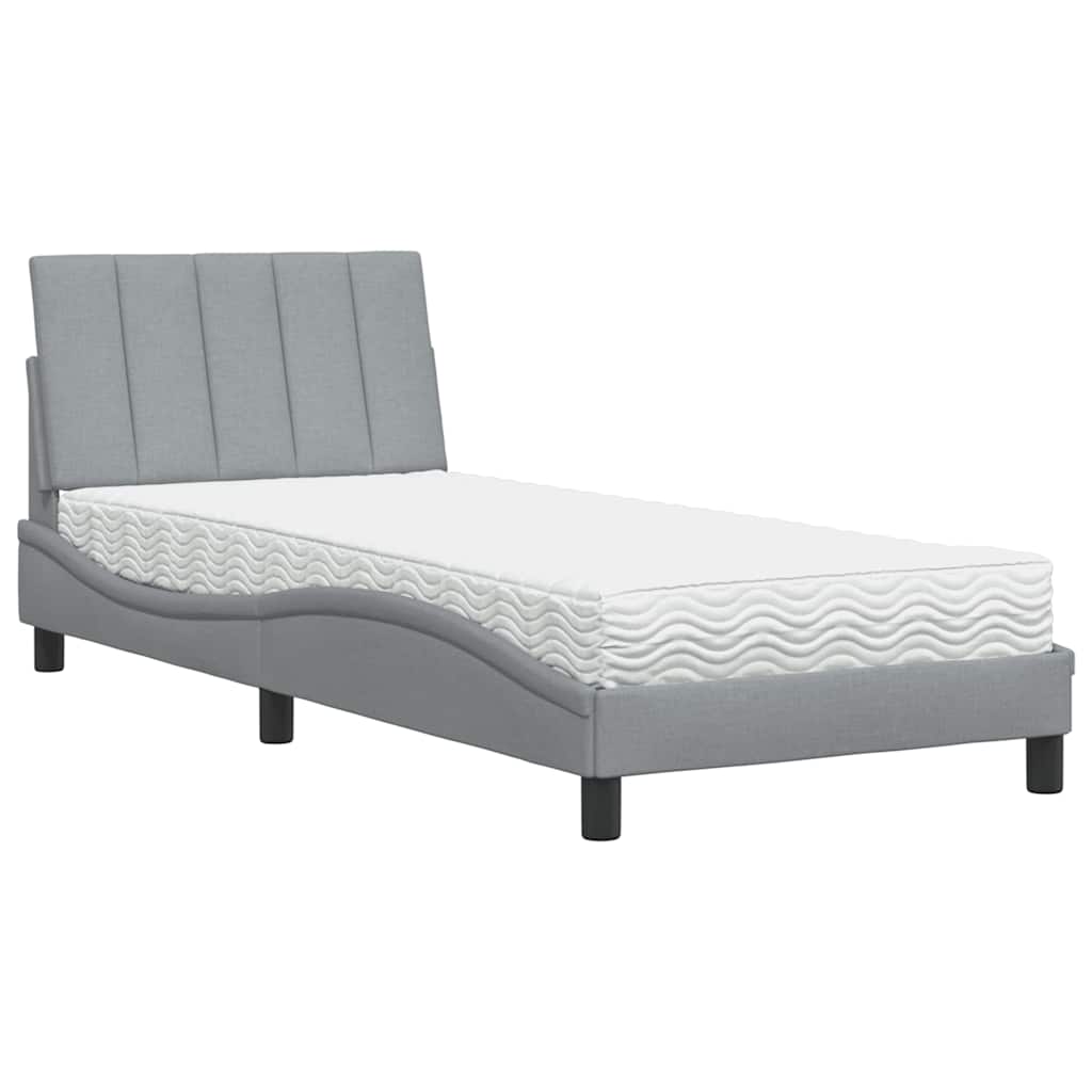 Bed met matras "Hanko" stof lichtgrijs 90x200 cm is nu te koop bij PeponiXL, paradijselijk wonen!