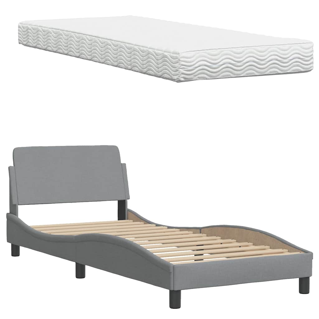 Bed met matras "Hanko" stof lichtgrijs 90x200 cm is nu te koop bij PeponiXL, paradijselijk wonen!