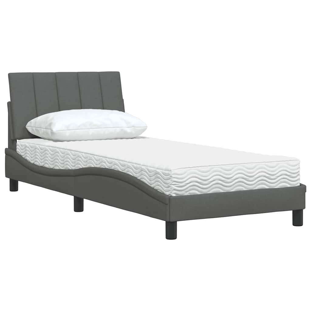 Bed met matras "Hanko" stof donkergrijs 90x200 cm is nu te koop bij PeponiXL, paradijselijk wonen!