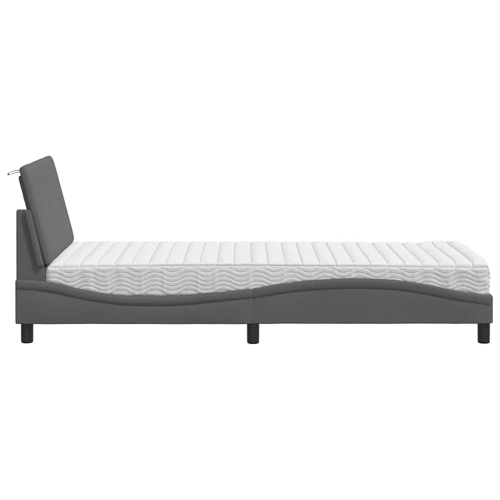 Bed met matras "Hanko" stof donkergrijs 90x200 cm is nu te koop bij PeponiXL, paradijselijk wonen!