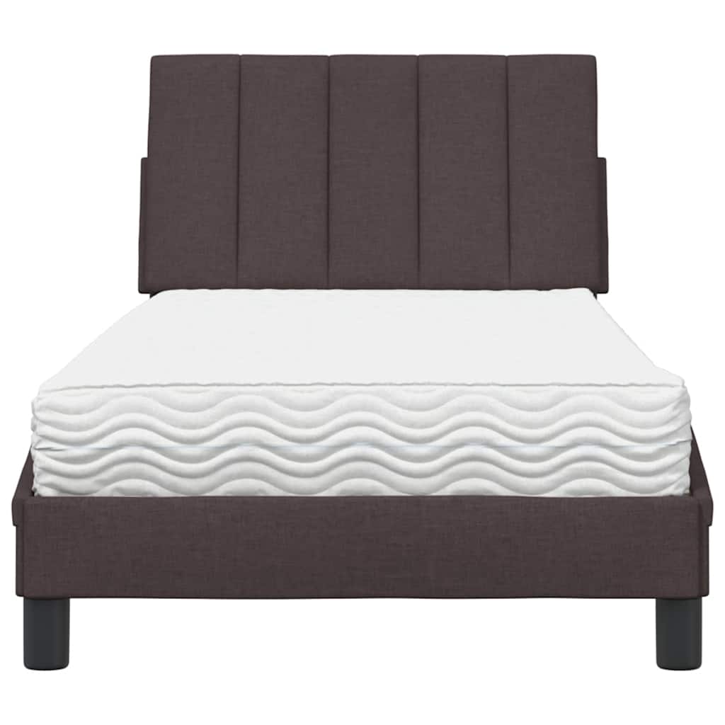 Bed met matras "Hanko" stof donkerbruin 90x200 cm is nu te koop bij PeponiXL, paradijselijk wonen!