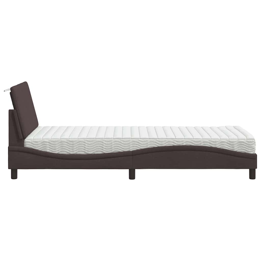 Bed met matras "Hanko" stof donkerbruin 90x200 cm is nu te koop bij PeponiXL, paradijselijk wonen!