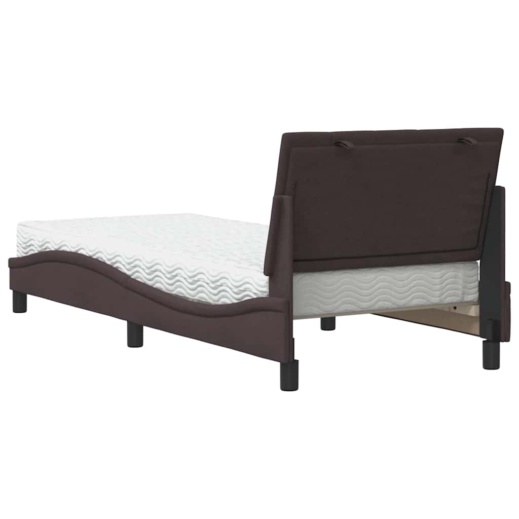 Bed met matras "Hanko" stof donkerbruin 90x200 cm is nu te koop bij PeponiXL, paradijselijk wonen!
