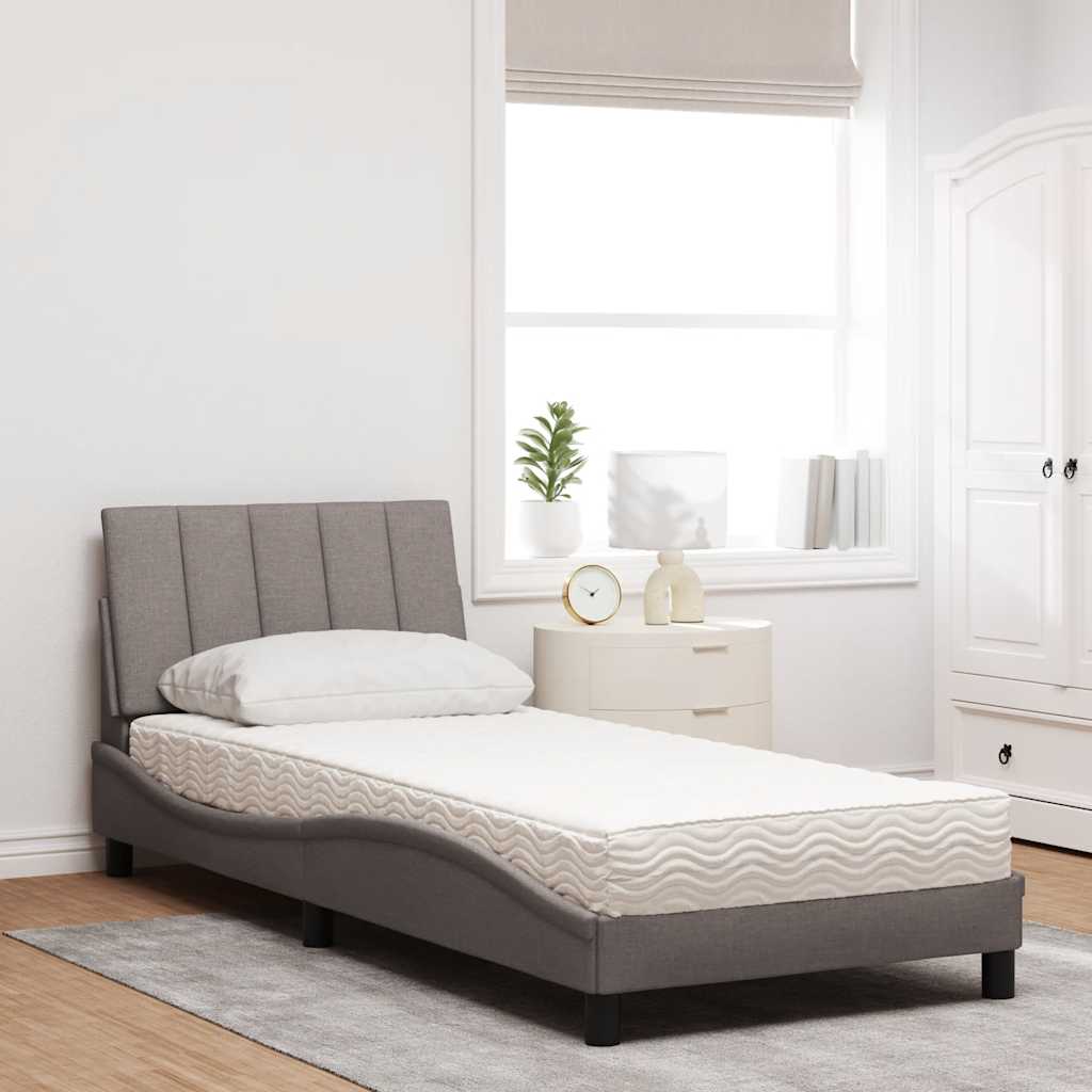 Bed met matras "Hanko" stof taupe 90x200 cm is nu te koop bij PeponiXL, paradijselijk wonen!