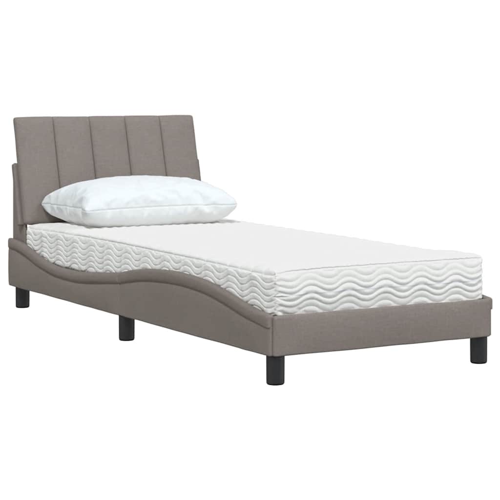 Bed met matras "Hanko" stof taupe 90x200 cm is nu te koop bij PeponiXL, paradijselijk wonen!