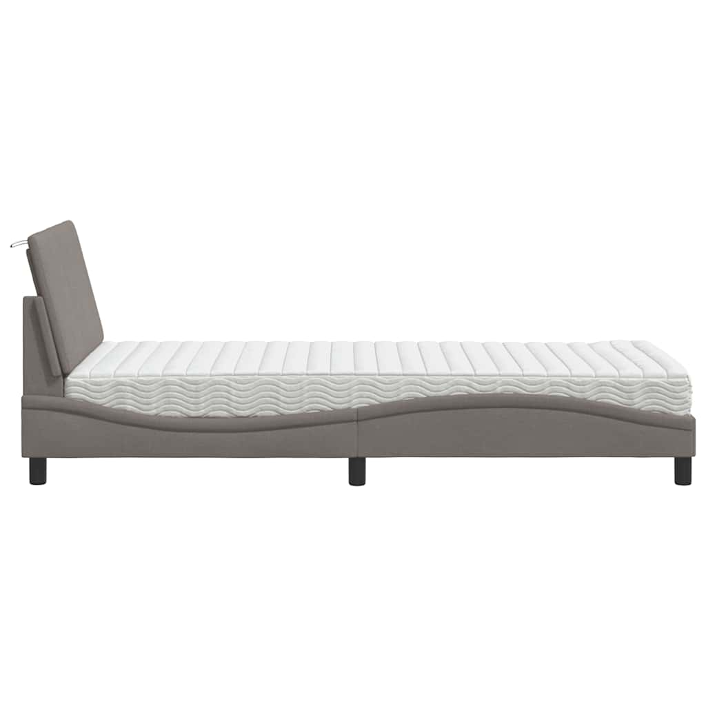 Bed met matras "Hanko" stof taupe 90x200 cm is nu te koop bij PeponiXL, paradijselijk wonen!
