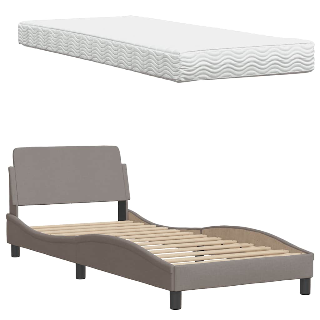 Bed met matras "Hanko" stof taupe 90x200 cm is nu te koop bij PeponiXL, paradijselijk wonen!