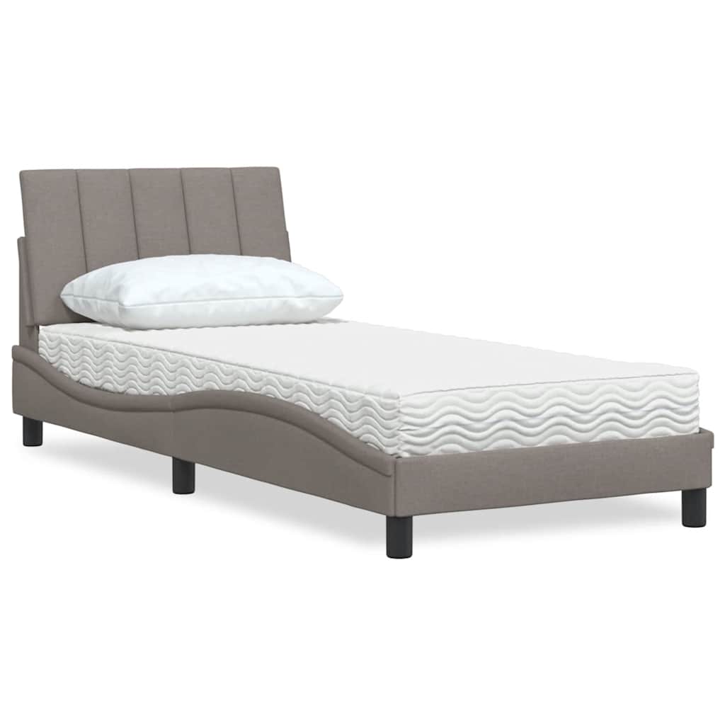 Bed met matras "Hanko" stof taupe 90x200 cm is nu te koop bij PeponiXL, paradijselijk wonen!