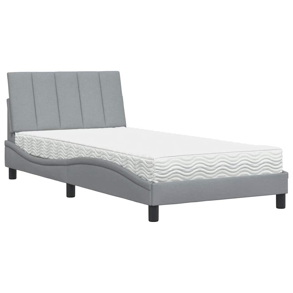 Bed met matras "Hanko" stof lichtgrijs 100x200 cm is nu te koop bij PeponiXL, paradijselijk wonen!