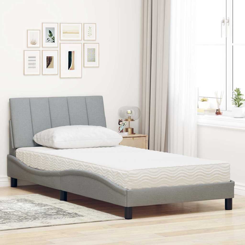 Bed met matras "Hanko" stof lichtgrijs 100x200 cm is nu te koop bij PeponiXL, paradijselijk wonen!