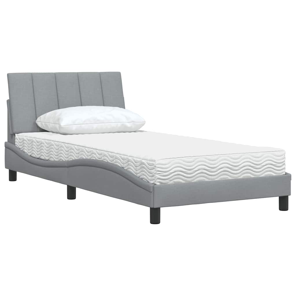 Bed met matras "Hanko" stof lichtgrijs 100x200 cm is nu te koop bij PeponiXL, paradijselijk wonen!