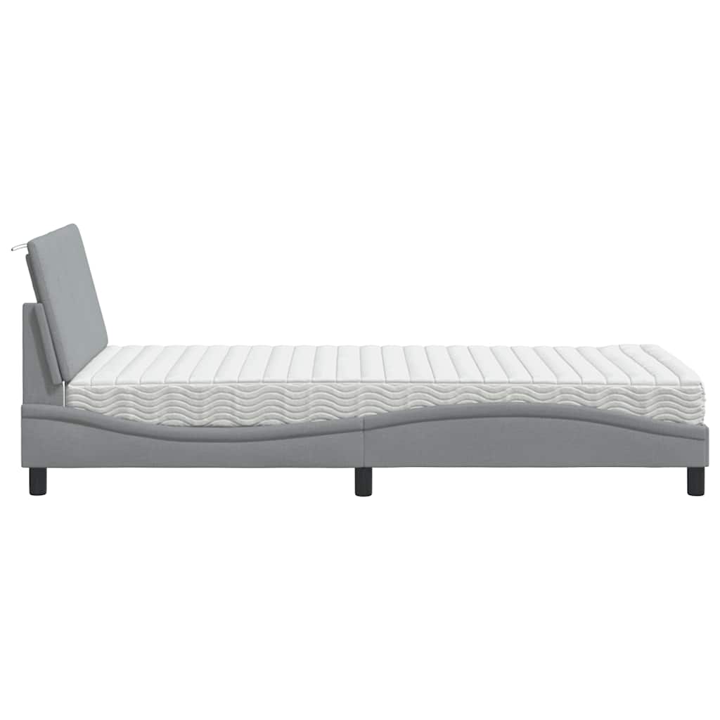 Bed met matras "Hanko" stof lichtgrijs 100x200 cm is nu te koop bij PeponiXL, paradijselijk wonen!
