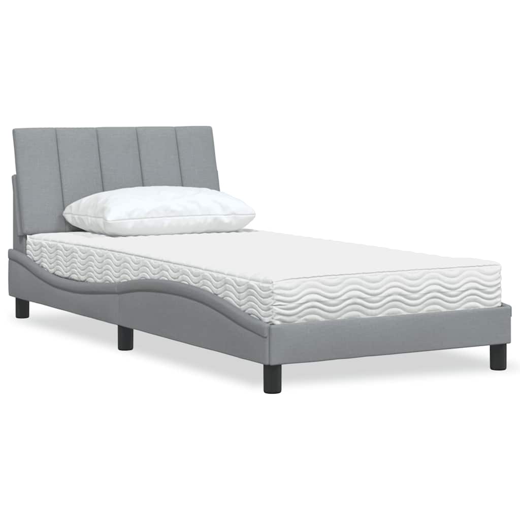 Bed met matras "Hanko" stof lichtgrijs 100x200 cm is nu te koop bij PeponiXL, paradijselijk wonen!