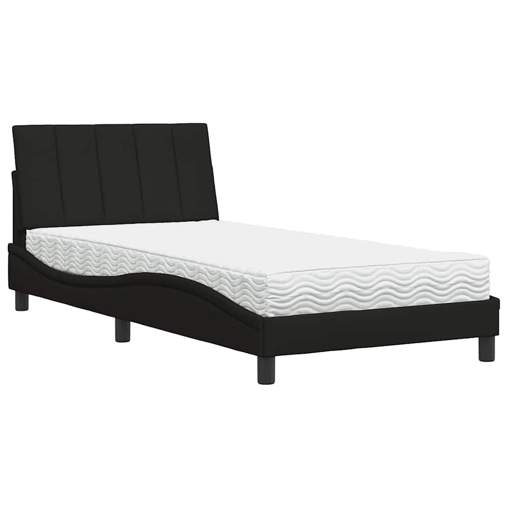 Bed met matras "Hanko" stof zwart 100x200 cm is nu te koop bij PeponiXL, paradijselijk wonen!