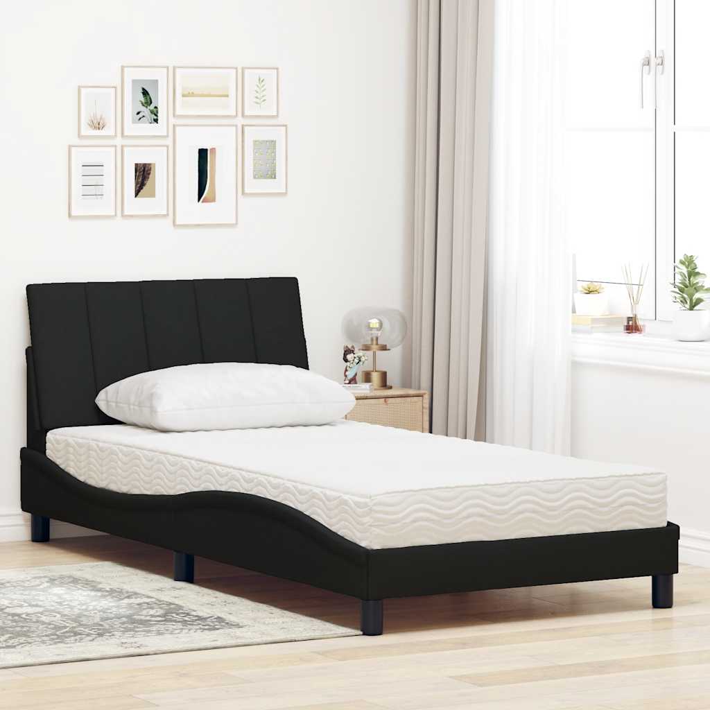 Bed met matras "Hanko" stof zwart 100x200 cm is nu te koop bij PeponiXL, paradijselijk wonen!