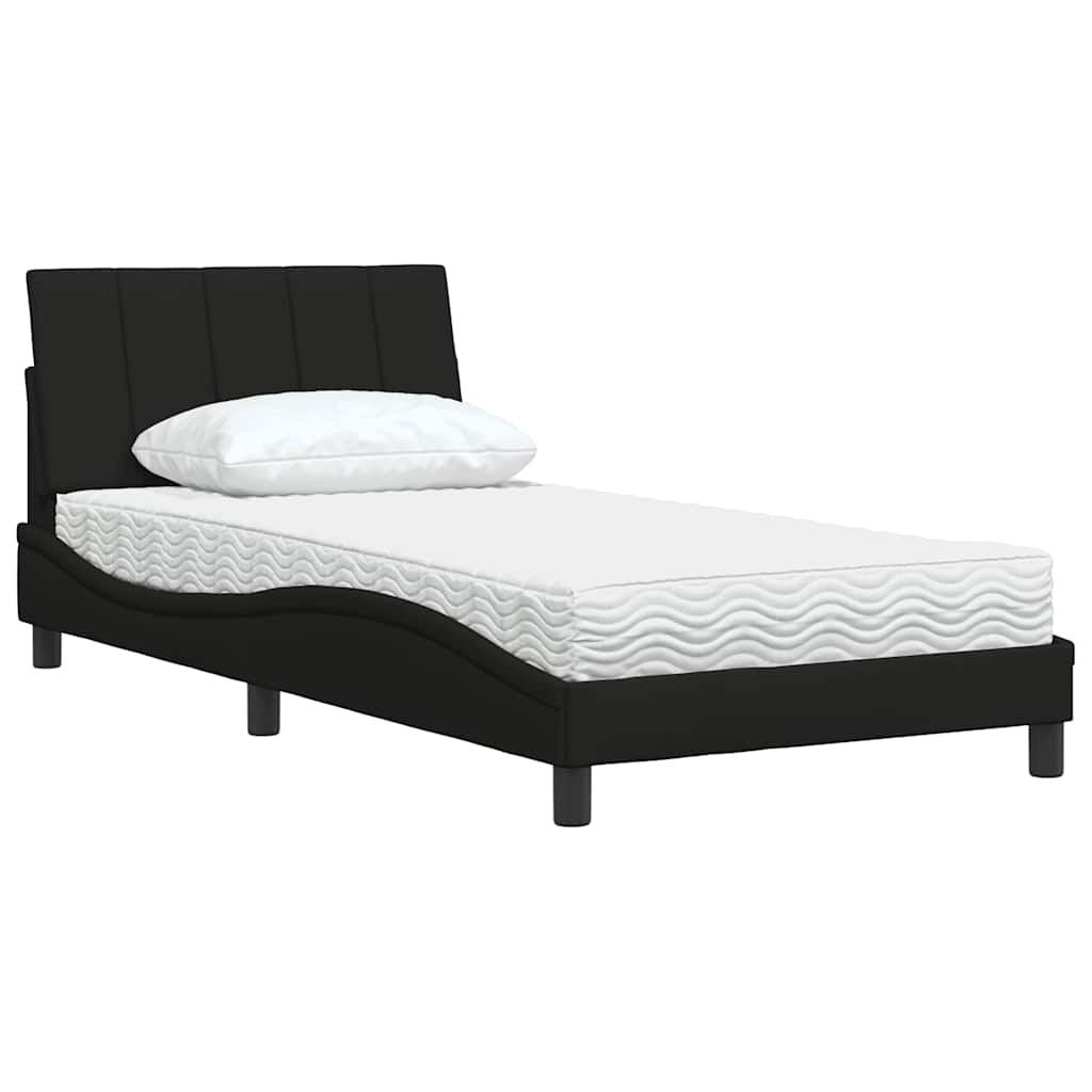 Bed met matras "Hanko" stof zwart 100x200 cm is nu te koop bij PeponiXL, paradijselijk wonen!