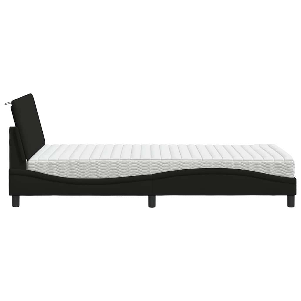 Bed met matras "Hanko" stof zwart 100x200 cm is nu te koop bij PeponiXL, paradijselijk wonen!