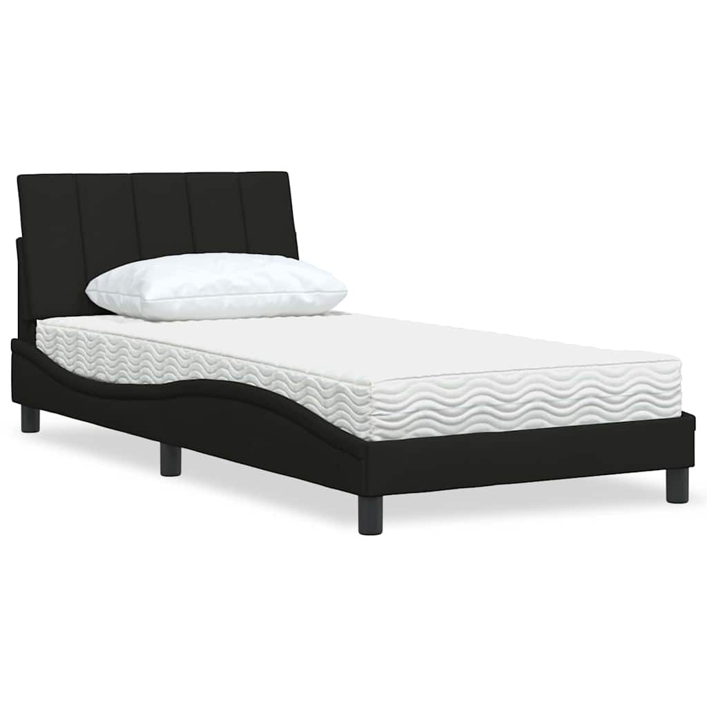 Bed met matras "Hanko" stof zwart 100x200 cm is nu te koop bij PeponiXL, paradijselijk wonen!