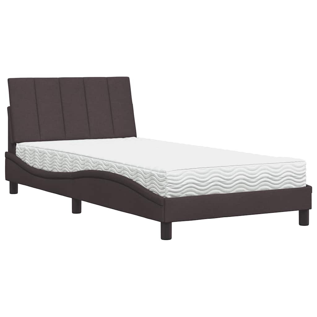 Bed met matras "Hanko" stof donkerbruin 100x200 cm is nu te koop bij PeponiXL, paradijselijk wonen!