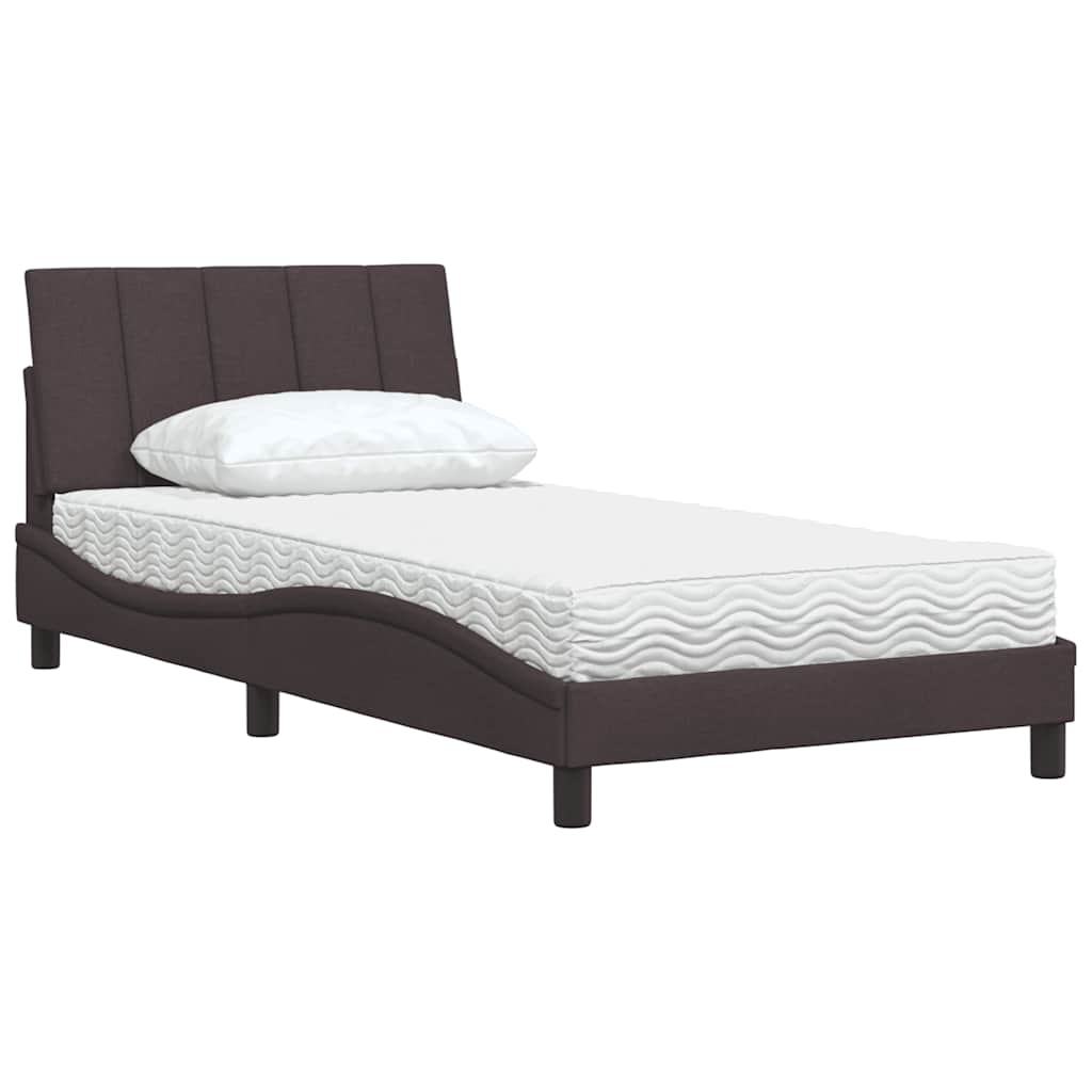 Bed met matras "Hanko" stof donkerbruin 100x200 cm is nu te koop bij PeponiXL, paradijselijk wonen!
