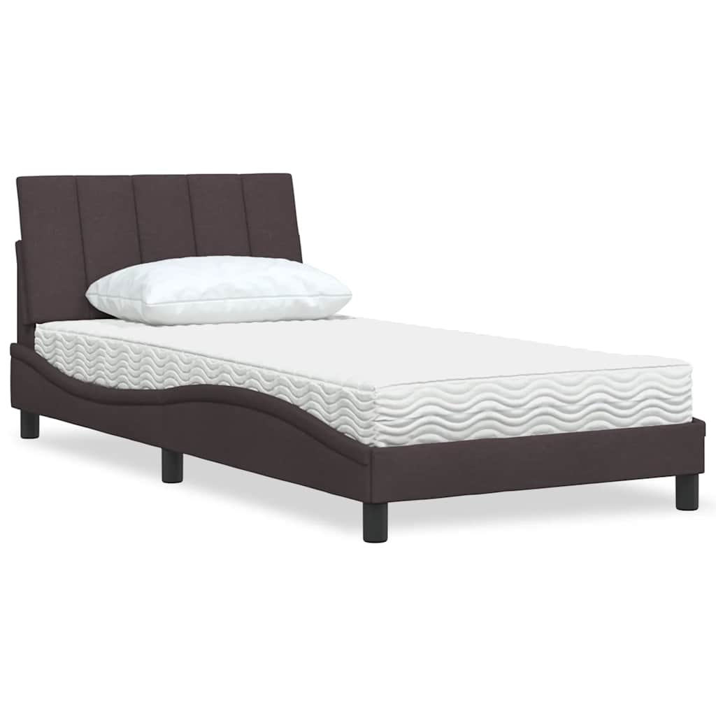 Bed met matras "Hanko" stof donkerbruin 100x200 cm is nu te koop bij PeponiXL, paradijselijk wonen!