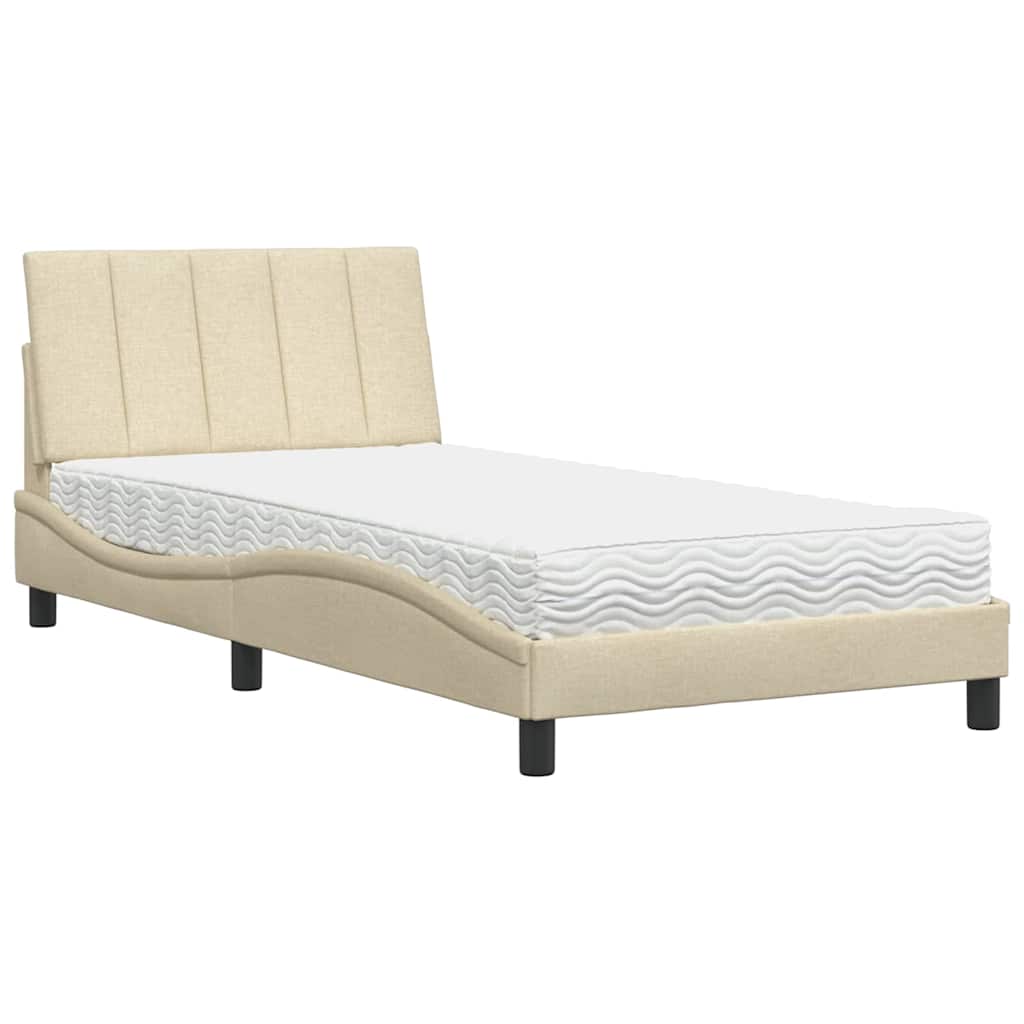 Bed met matras "Hanko" stof crèmekleurig 100x200 cm is nu te koop bij PeponiXL, paradijselijk wonen!