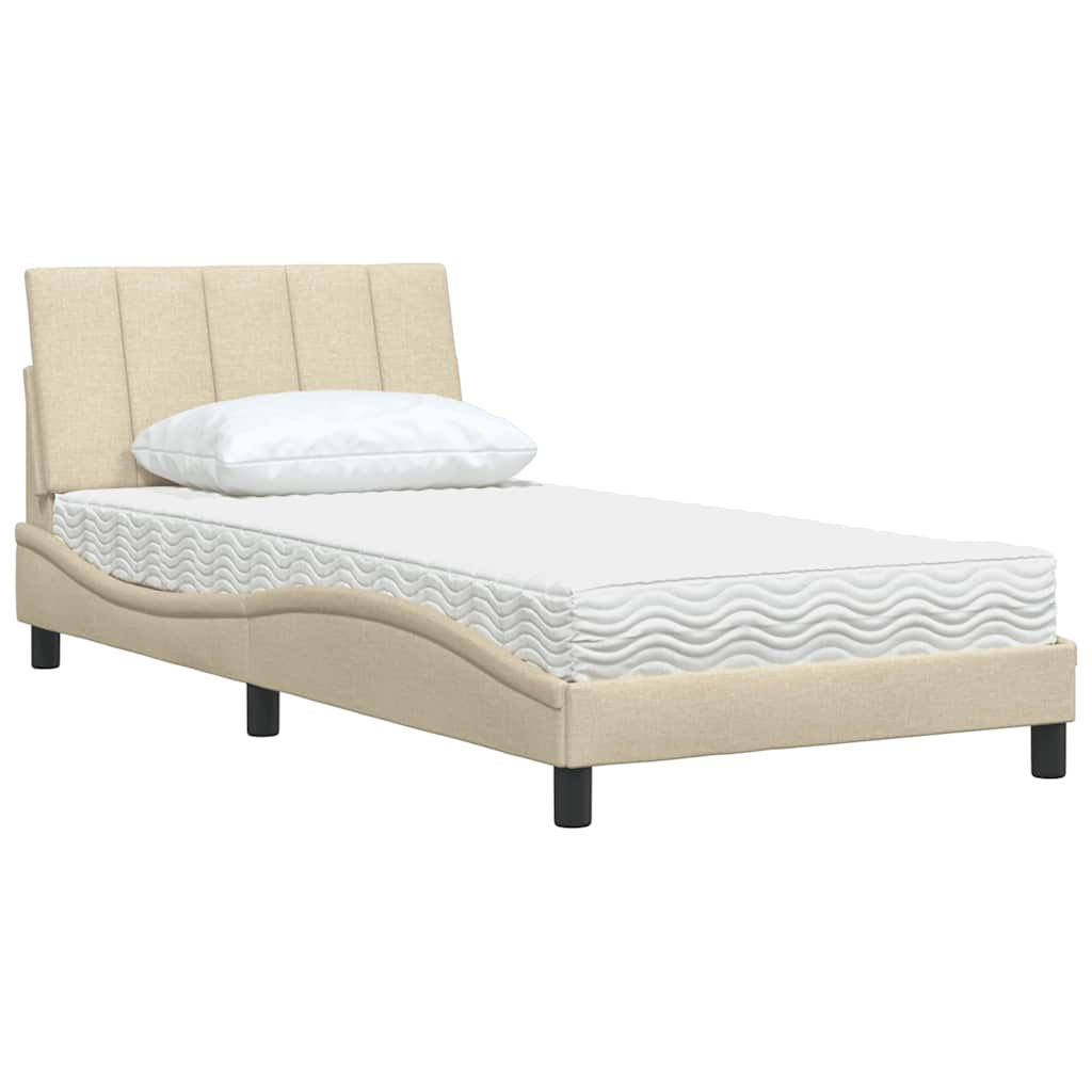 Bed met matras "Hanko" stof crèmekleurig 100x200 cm is nu te koop bij PeponiXL, paradijselijk wonen!