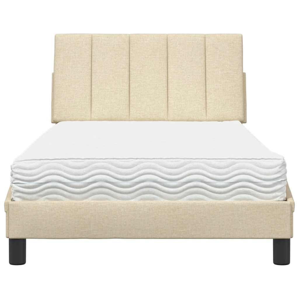 Bed met matras "Hanko" stof crèmekleurig 100x200 cm is nu te koop bij PeponiXL, paradijselijk wonen!