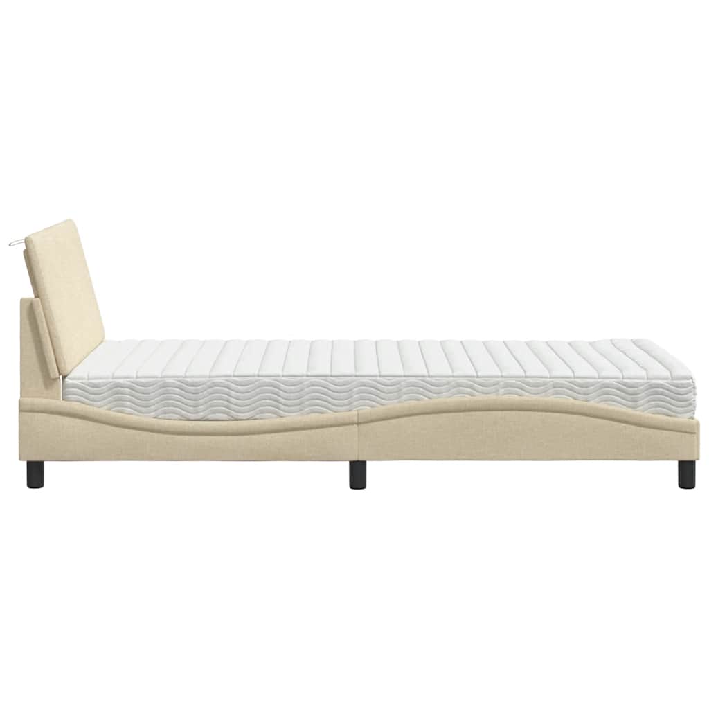 Bed met matras "Hanko" stof crèmekleurig 100x200 cm is nu te koop bij PeponiXL, paradijselijk wonen!