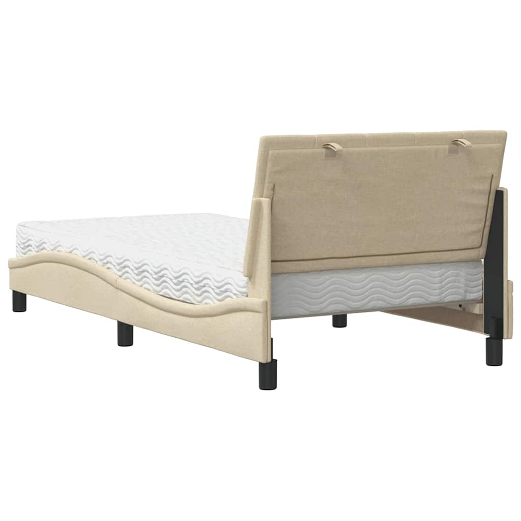 Bed met matras "Hanko" stof crèmekleurig 100x200 cm is nu te koop bij PeponiXL, paradijselijk wonen!