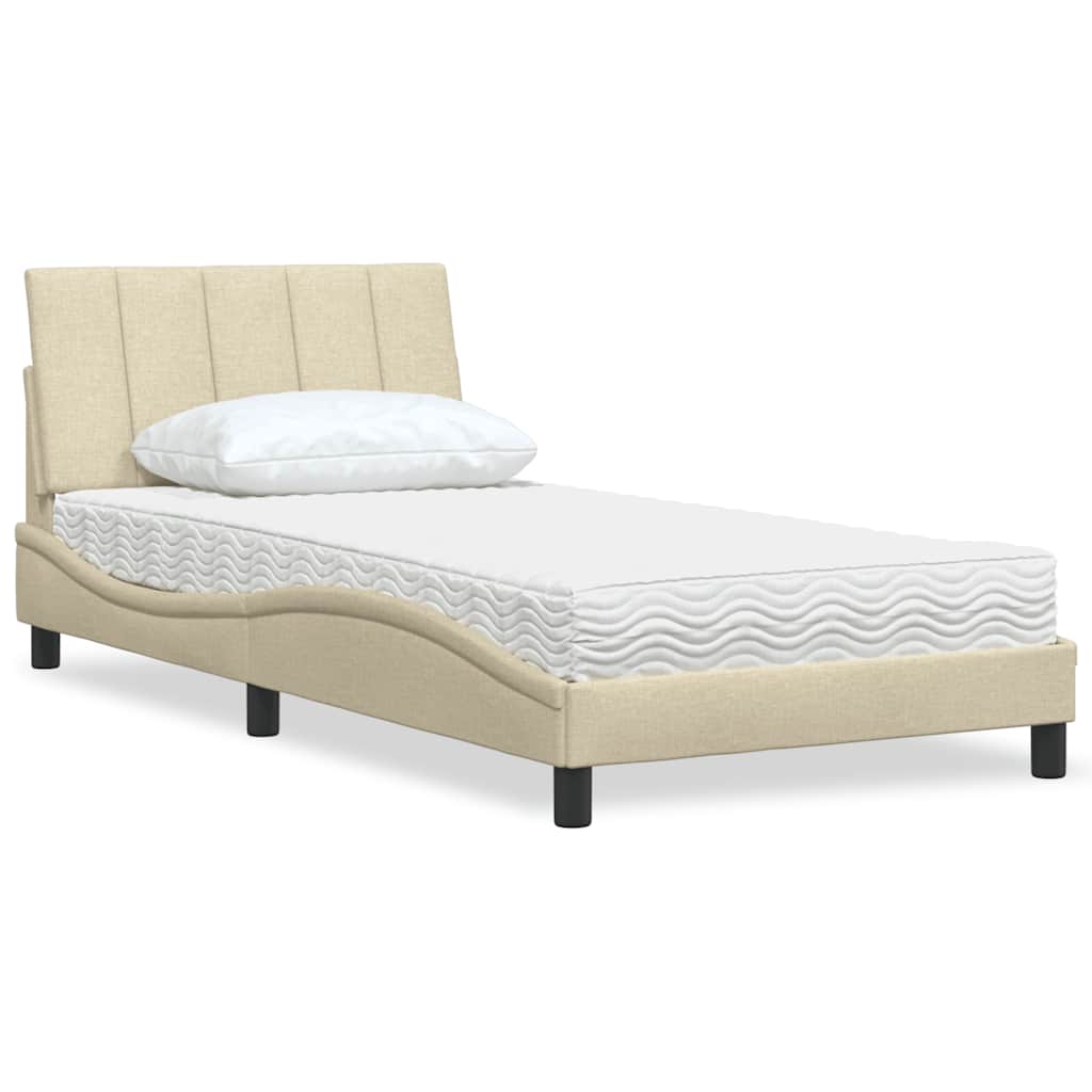 Bed met matras "Hanko" stof crèmekleurig 100x200 cm is nu te koop bij PeponiXL, paradijselijk wonen!