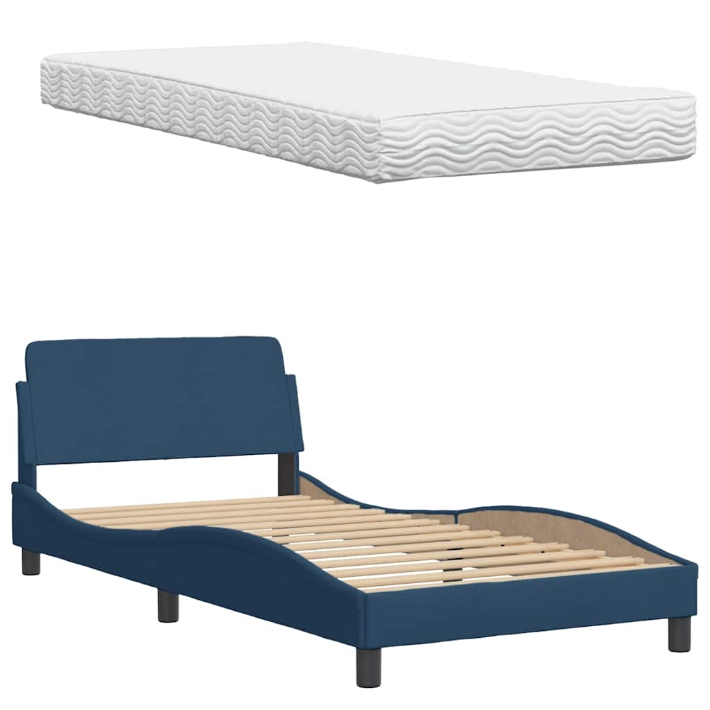Bed met matras "Hanko" stof blauw 100x200 cm is nu te koop bij PeponiXL, paradijselijk wonen!