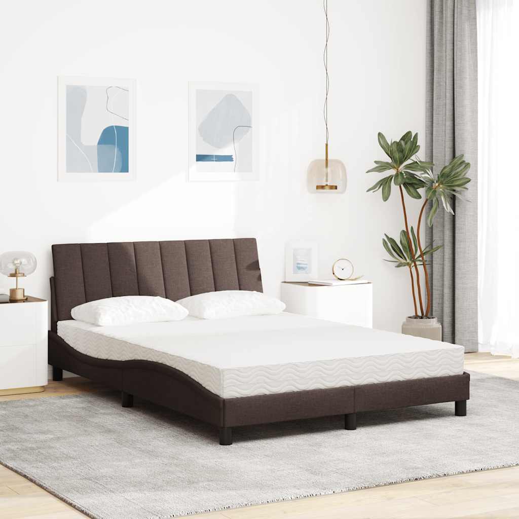 Bed met matras "Hanko" stof donkerbruin 120x200 cm is nu te koop bij PeponiXL, paradijselijk wonen!