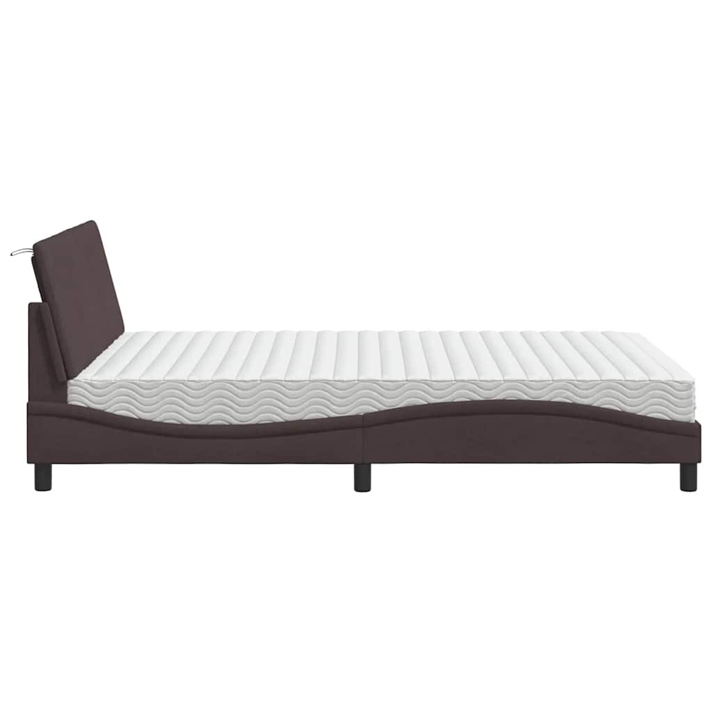 Bed met matras "Hanko" stof donkerbruin 120x200 cm is nu te koop bij PeponiXL, paradijselijk wonen!